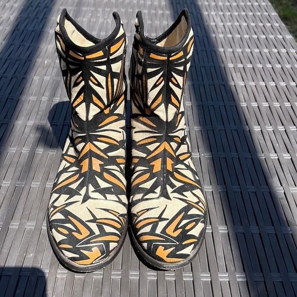 Jimmy Choo Mina Natural Canvas/Leather Western Short Boot Women - Picture 1 of 5